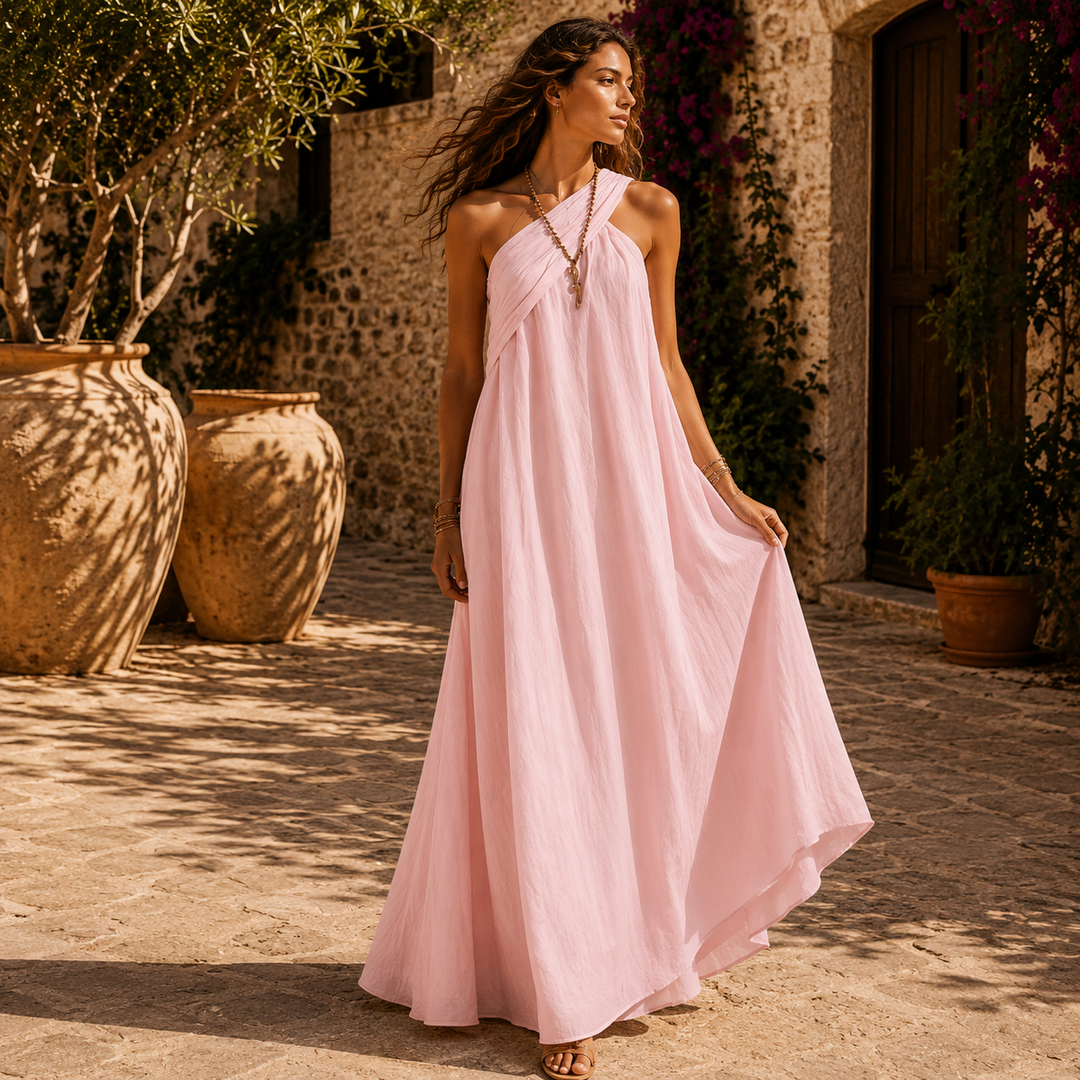 Vera | Mediterranean Crisscross Long Dress