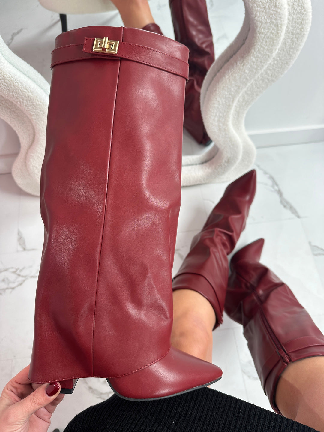 ELOISE™ - Stivali in pelle bordeaux