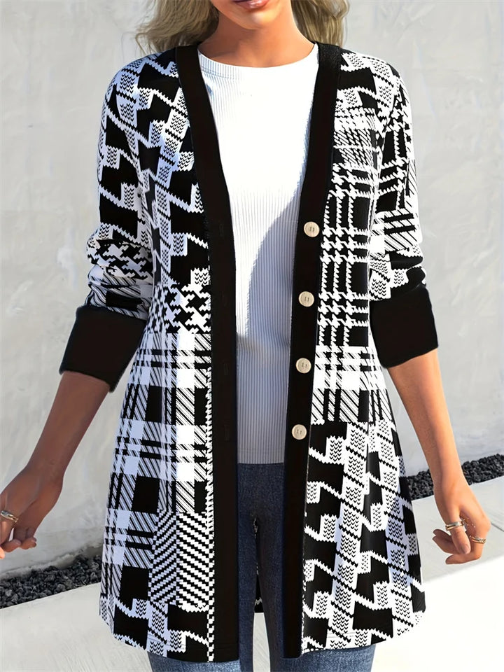LEONA™ | Cardigan Elegante con Stampa Geometrica