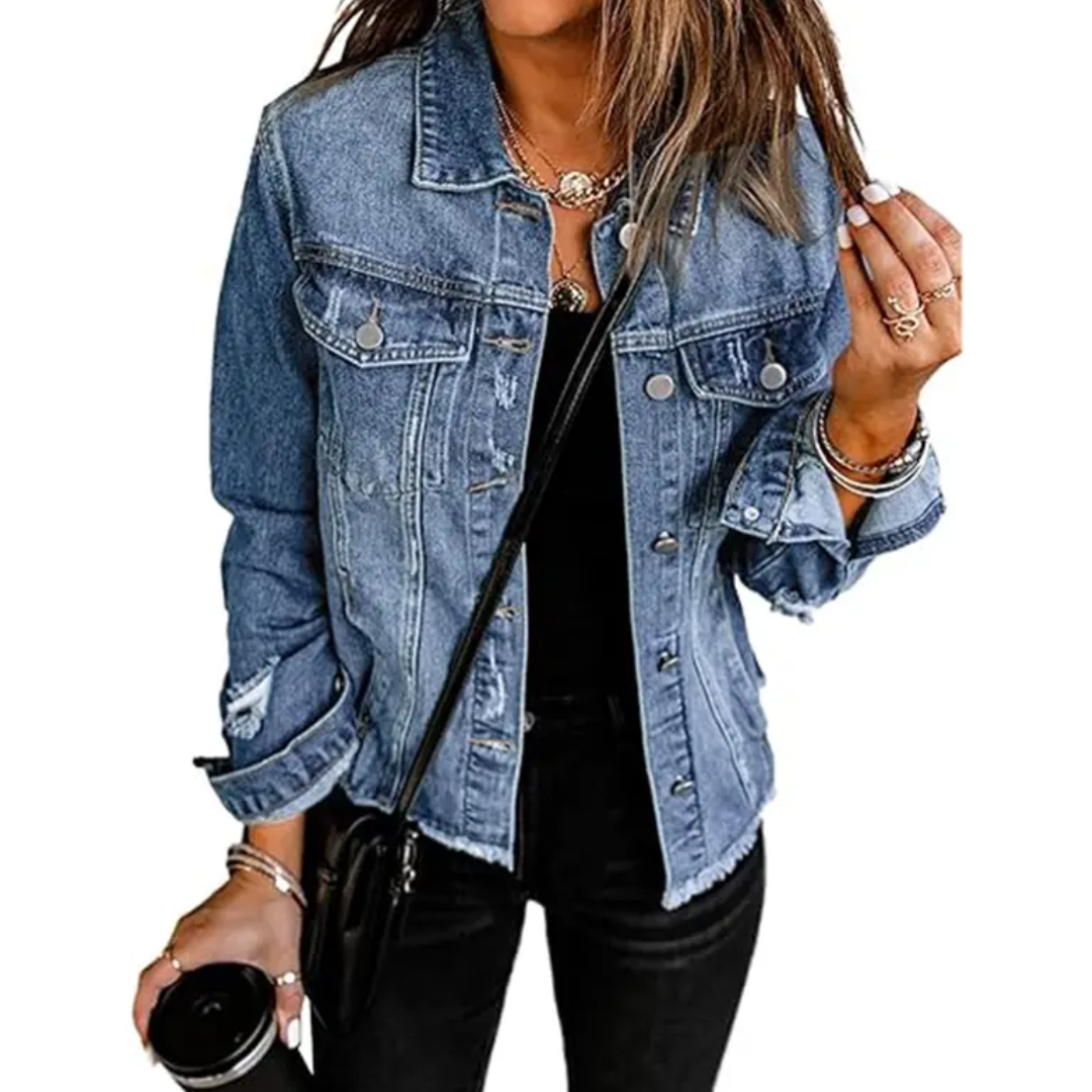 Brenda | Giacca classica in denim effetto vissuto