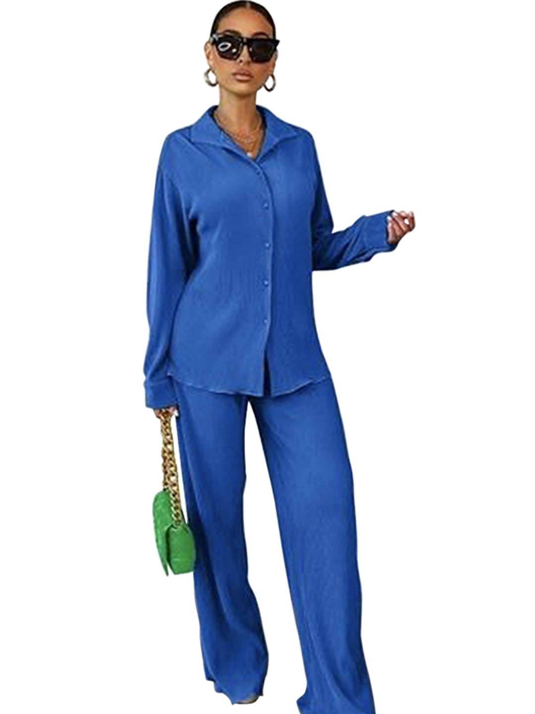 CLEO™ – Completo con colletto chic, maniche lunghe e pantaloni a gamba larga