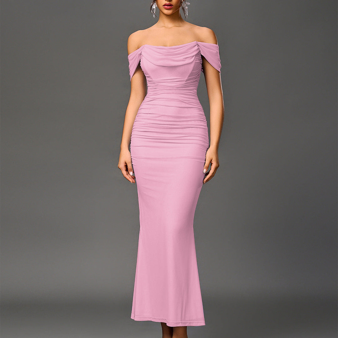 VALENTINI™ – Abito da sera a sirena arricciato chic con spalle scoperte