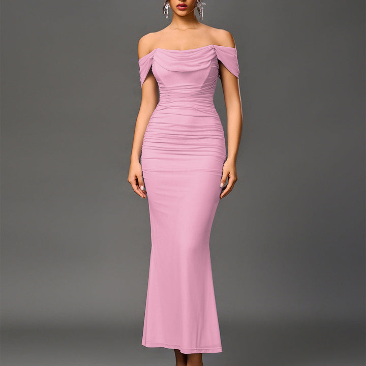 VALENTINI™ – Abito da sera a sirena arricciato chic con spalle scoperte