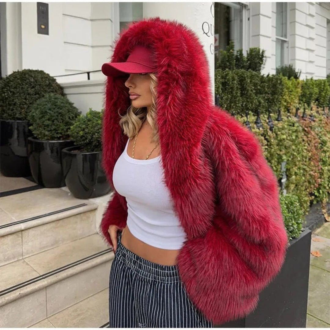 STELLA™ - Comodo Cappotto con Cappuccio a Maniche Lunghe in Pelliccia Sintetica