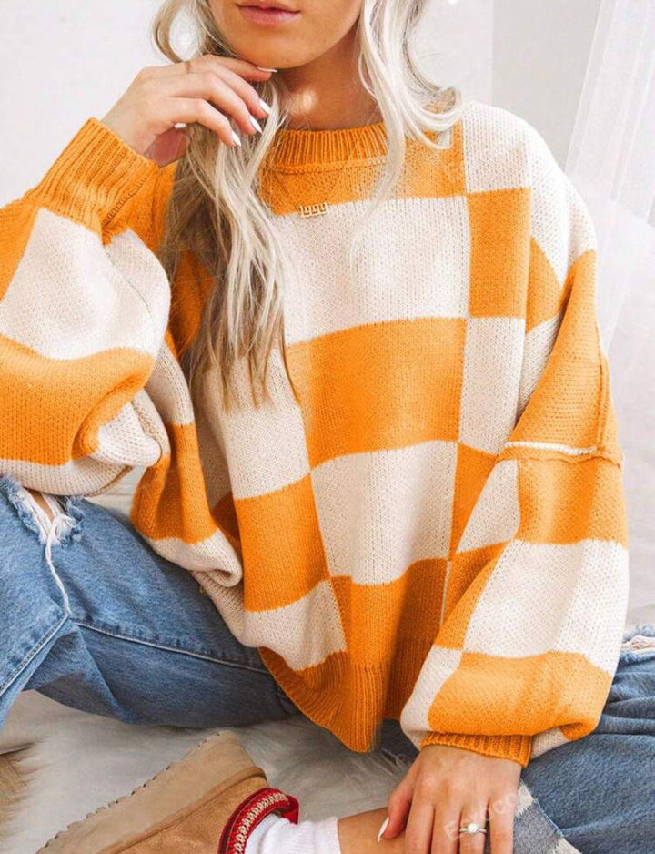 REVERIE™ - Maglione girocollo a maniche lunghe scozzese casual