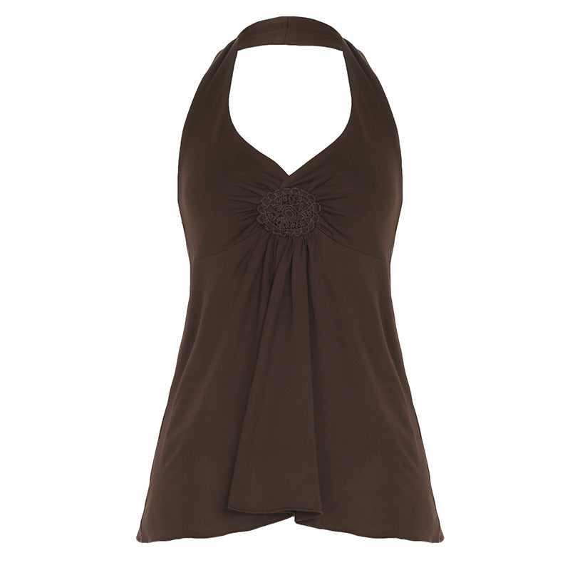 ELSATI™ – Top canotta casual con scollo all'americana