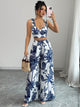 THAWDI™ - Elegant Boho Printed Crop and Wide Leg Pants Set