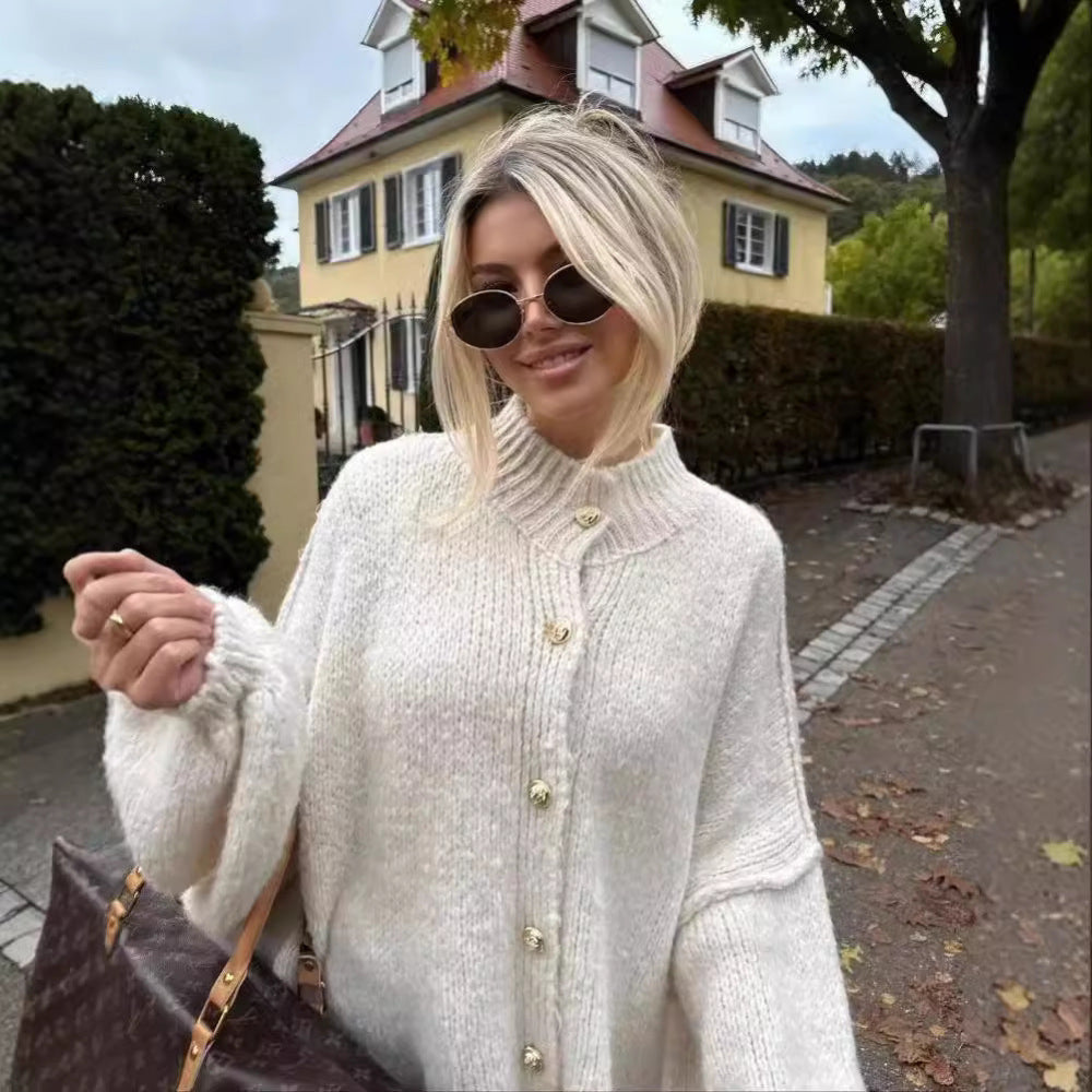 GANI™ – Cardigan Classico a Manica Lunga con Bottoni