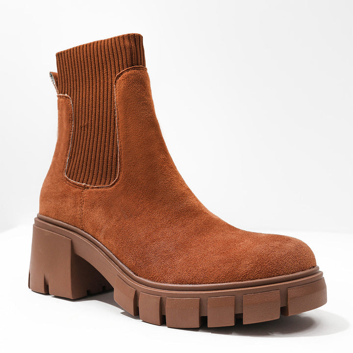 AVA™ - Stivaletti Chelsea da donna, con tacco grosso, modello slip-on
