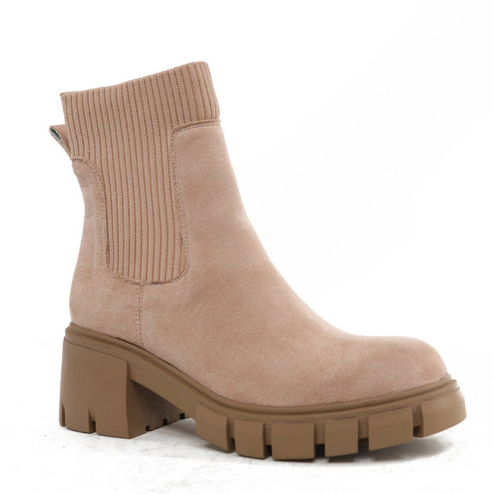 AVA™ - Stivaletti Chelsea da donna, con tacco grosso, modello slip-on
