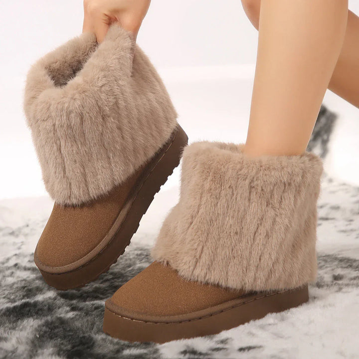 VANESSA™ - Stivali da neve da donna, morbidi, foderati in pelliccia sintetica, scarpe invernali corte con plateau