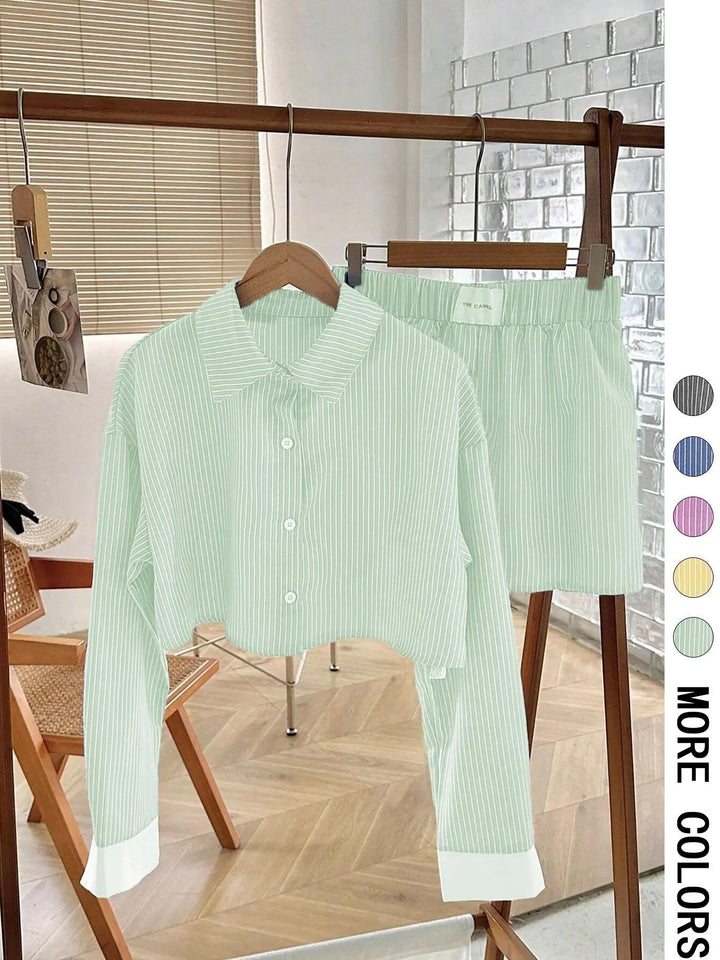 EMERSYN™ - Coordinato Casual a Maniche Lunghe con Colletto