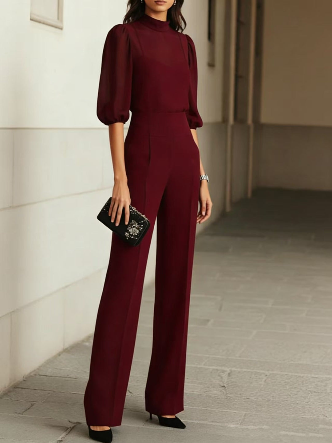 Annette | Completo Elegante con Pantaloni a Gamba Larga