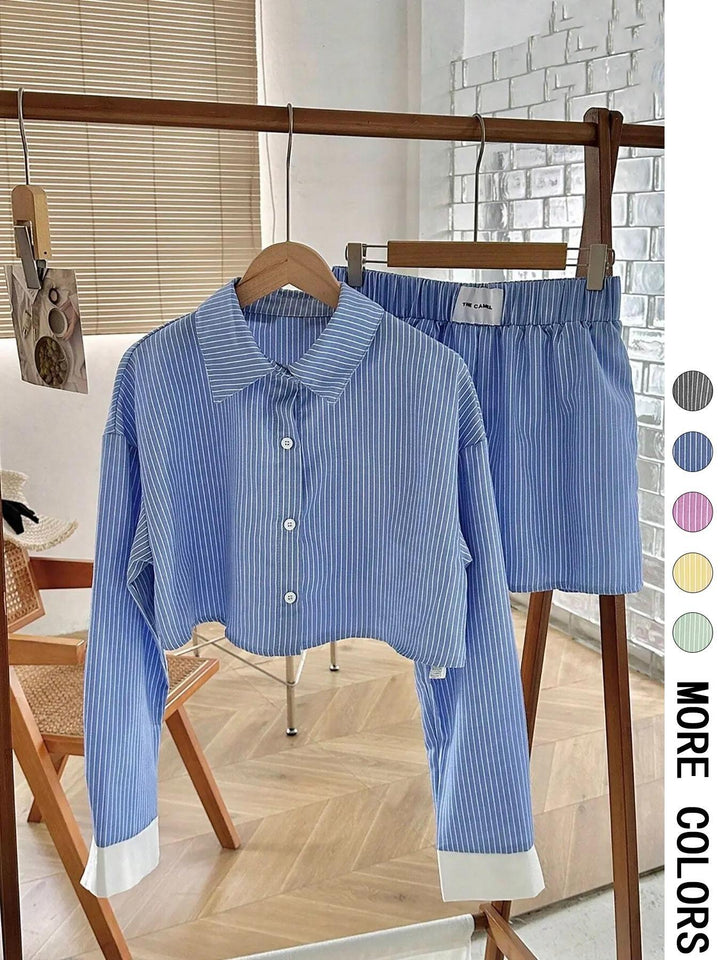 EMERSYN™ - Coordinato Casual a Maniche Lunghe con Colletto