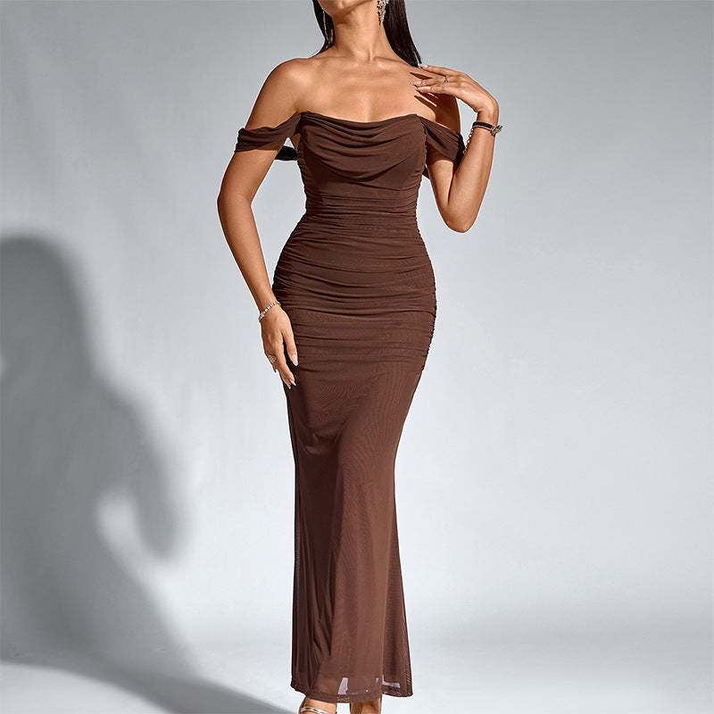 VALENTINI™ – Abito da sera a sirena arricciato chic con spalle scoperte