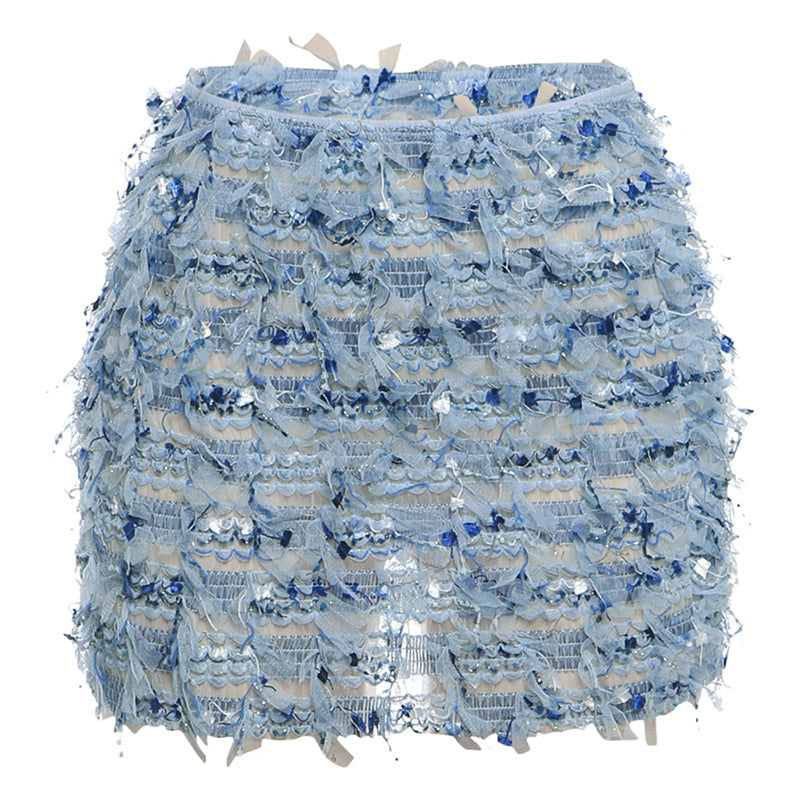 MARIA™ – Minigonna a vita alta con frange chic