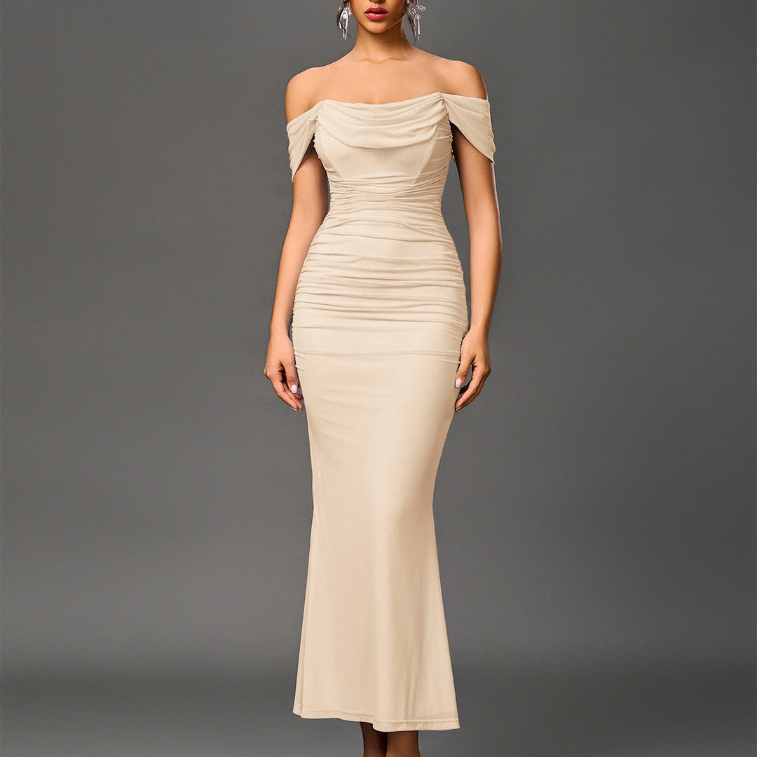 VALENTINI™ – Abito da sera a sirena arricciato chic con spalle scoperte