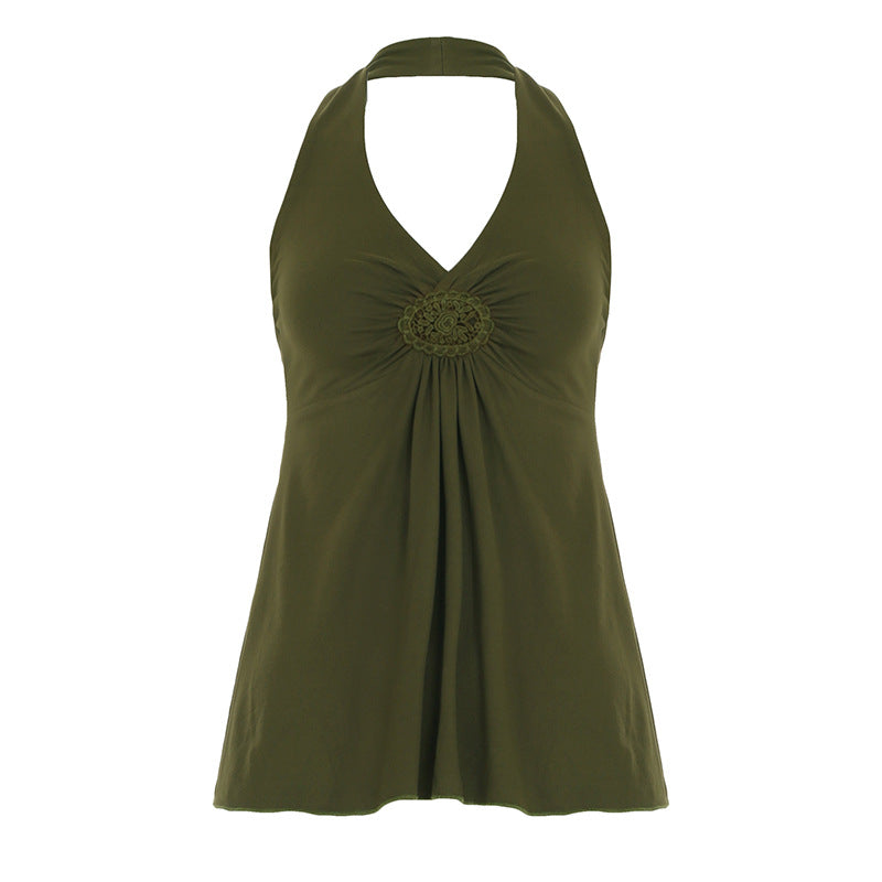 ELSATI™ – Top canotta casual con scollo all'americana