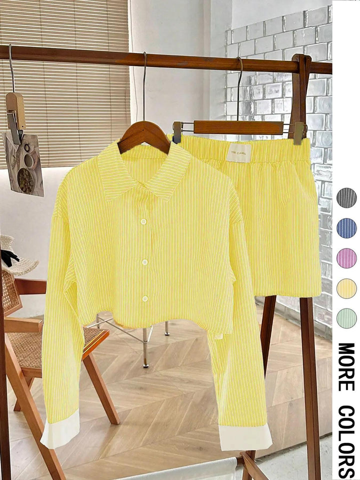 EMERSYN™ - Coordinato Casual a Maniche Lunghe con Colletto