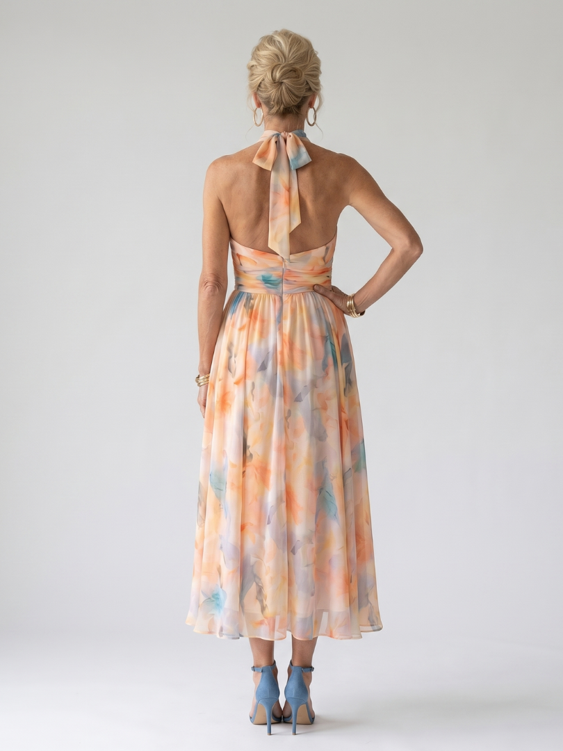 Abito midi morbido con scollo all'americana Elin™