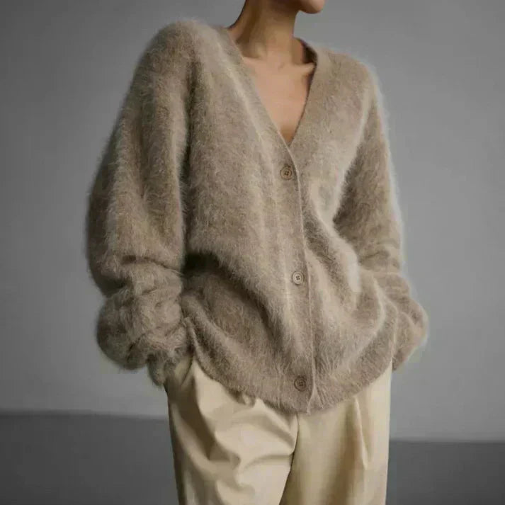 ADELE™ - Cardigan in mohair effetto peluche