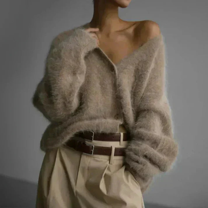 ADELE™ - Cardigan in mohair effetto peluche