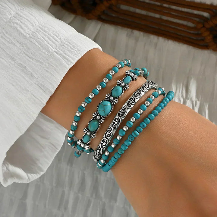 Pamela | Refined Turquoise Multi-Row Bracelet