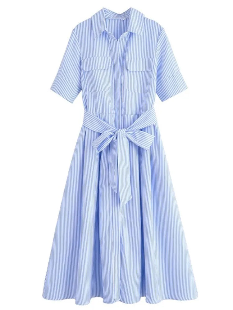 Margot | Abito a camicia a maniche corte con taschino