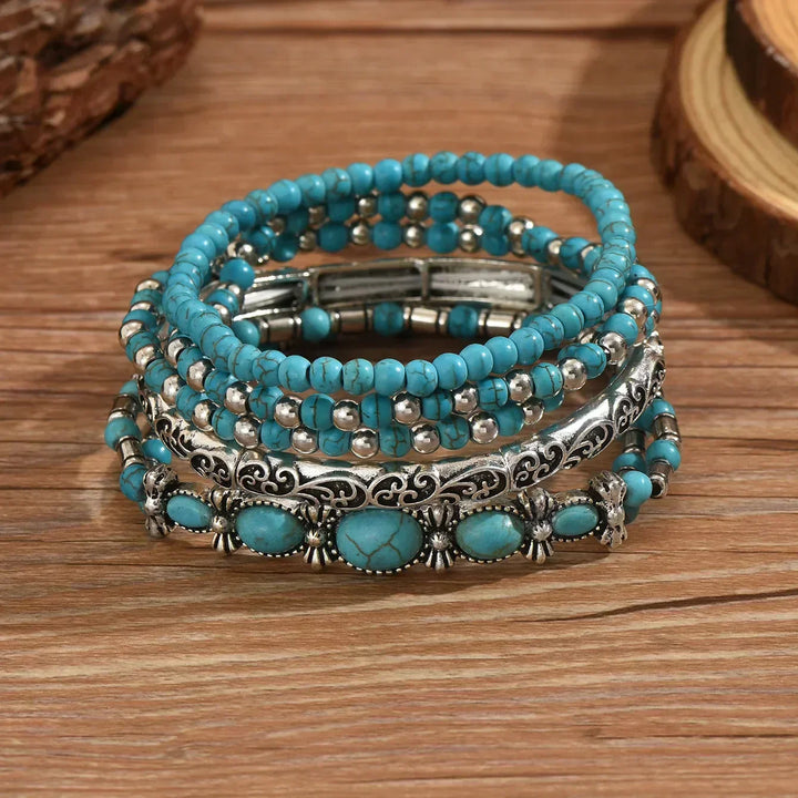 Pamela | Refined Turquoise Multi-Row Bracelet