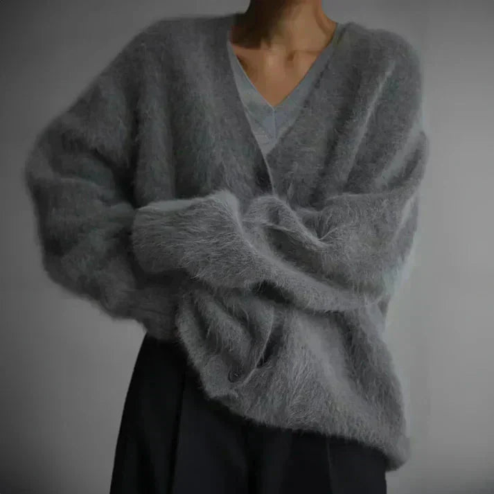 ADELE™ - Cardigan in mohair effetto peluche