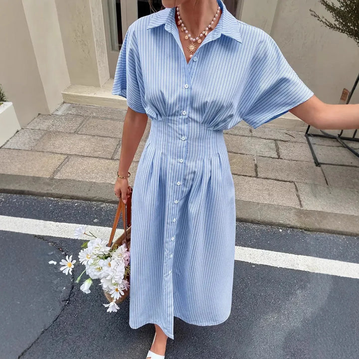 Delphine | Abito a camicia a vita plissettata a righe