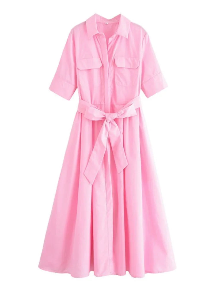 Margot | Abito a camicia a maniche corte con taschino