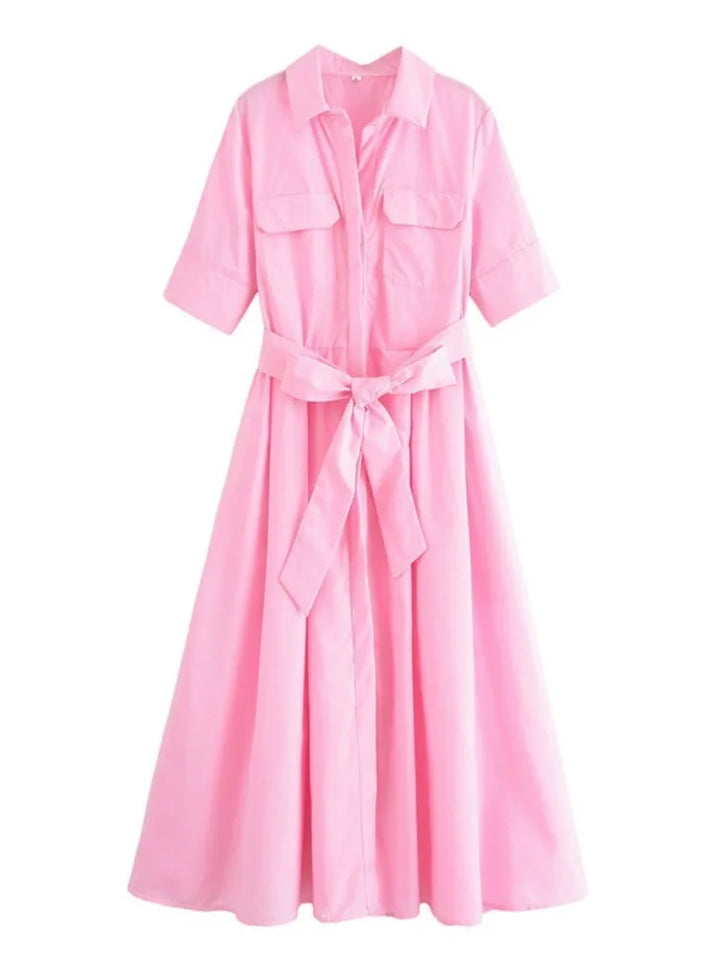 Margot | Abito a camicia a maniche corte con taschino