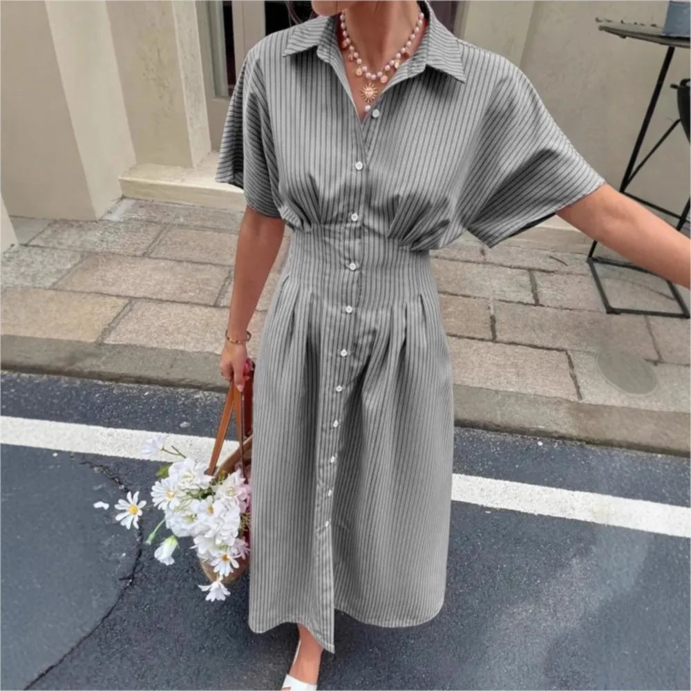 Delphine | Abito a camicia a vita plissettata a righe