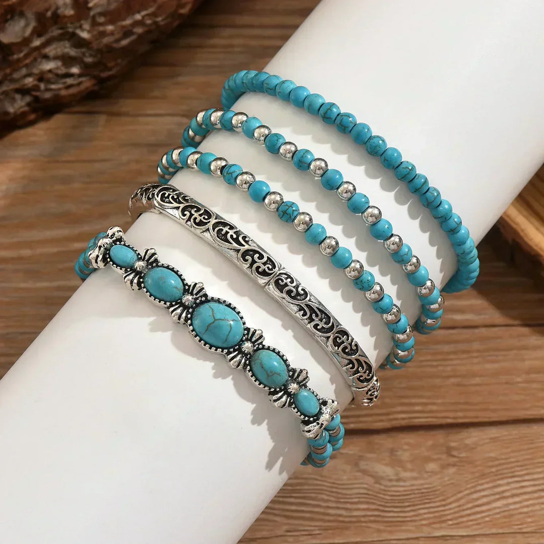 Pamela | Refined Turquoise Multi-Row Bracelet