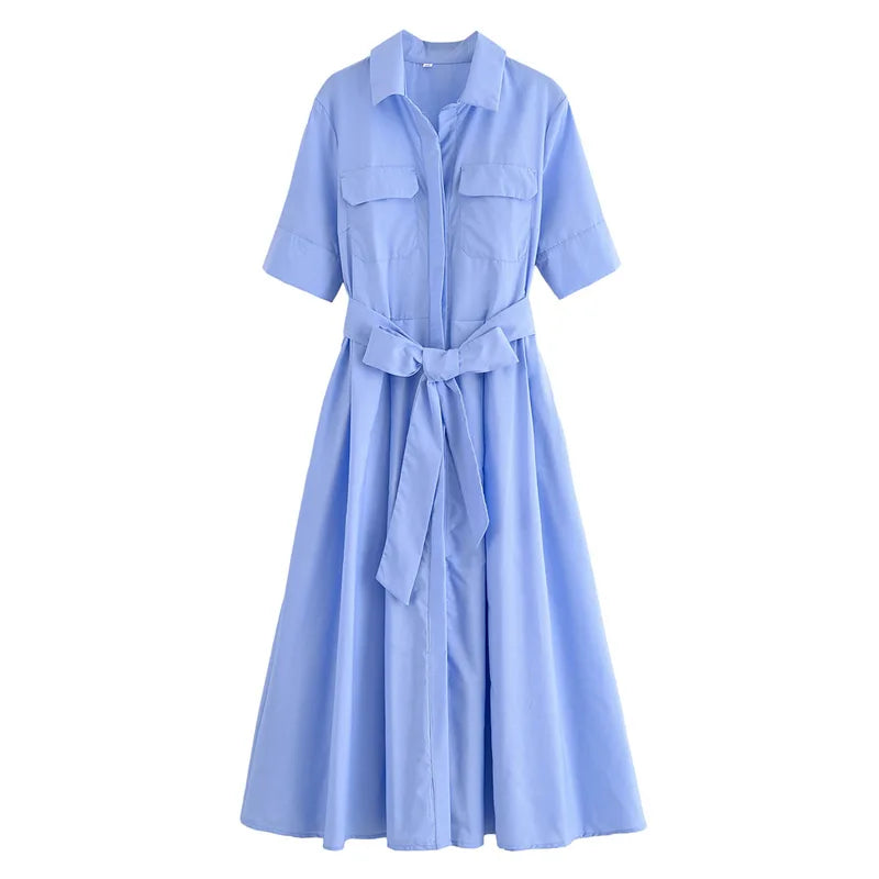 Margot | Abito a camicia a maniche corte con taschino