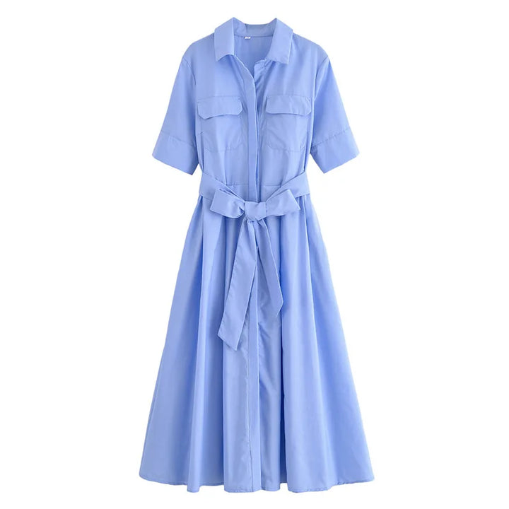 Margot | Abito a camicia a maniche corte con taschino