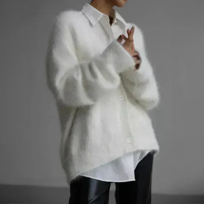 ADELE™ - Cardigan in mohair effetto peluche