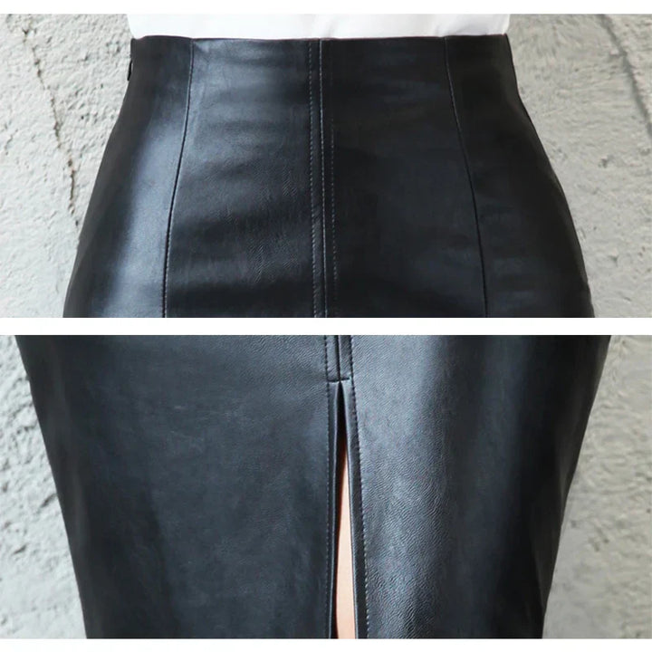 MONIQUE™ – Gonna a tubino in pelle nera elegante