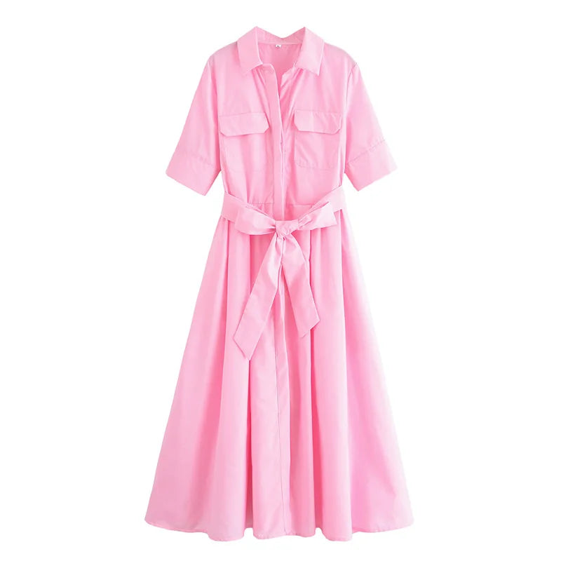 Margot | Abito a camicia a maniche corte con taschino