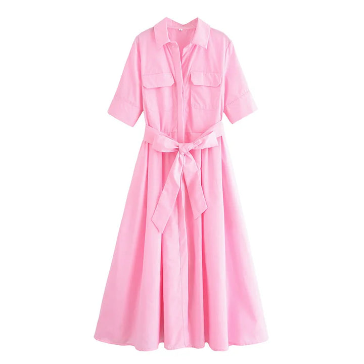 Margot | Abito a camicia a maniche corte con taschino