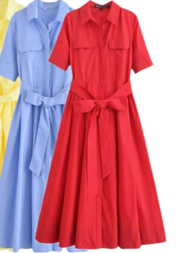 Margot | Abito a camicia a maniche corte con taschino