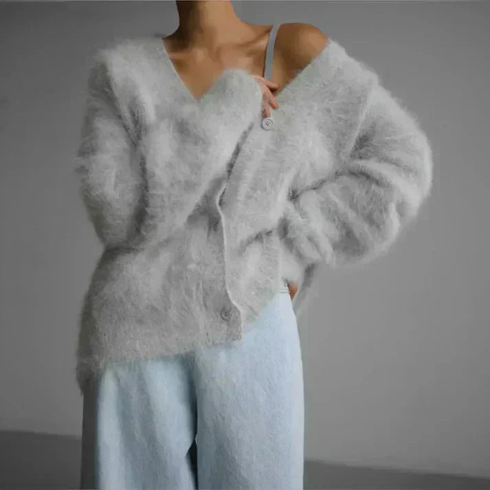 ADELE™ - Cardigan in mohair effetto peluche