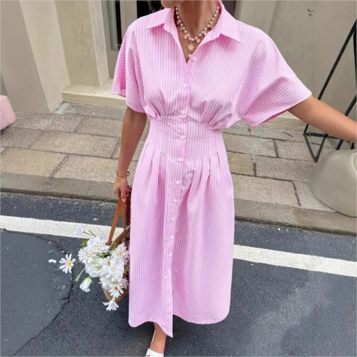 Delphine | Abito a camicia a vita plissettata a righe