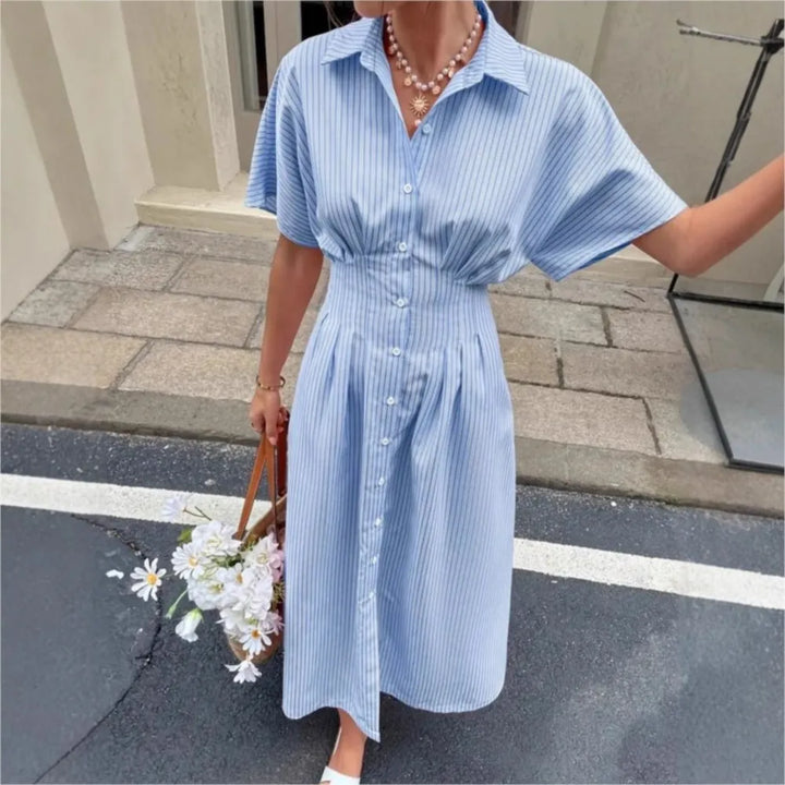 Delphine | Abito a camicia a vita plissettata a righe