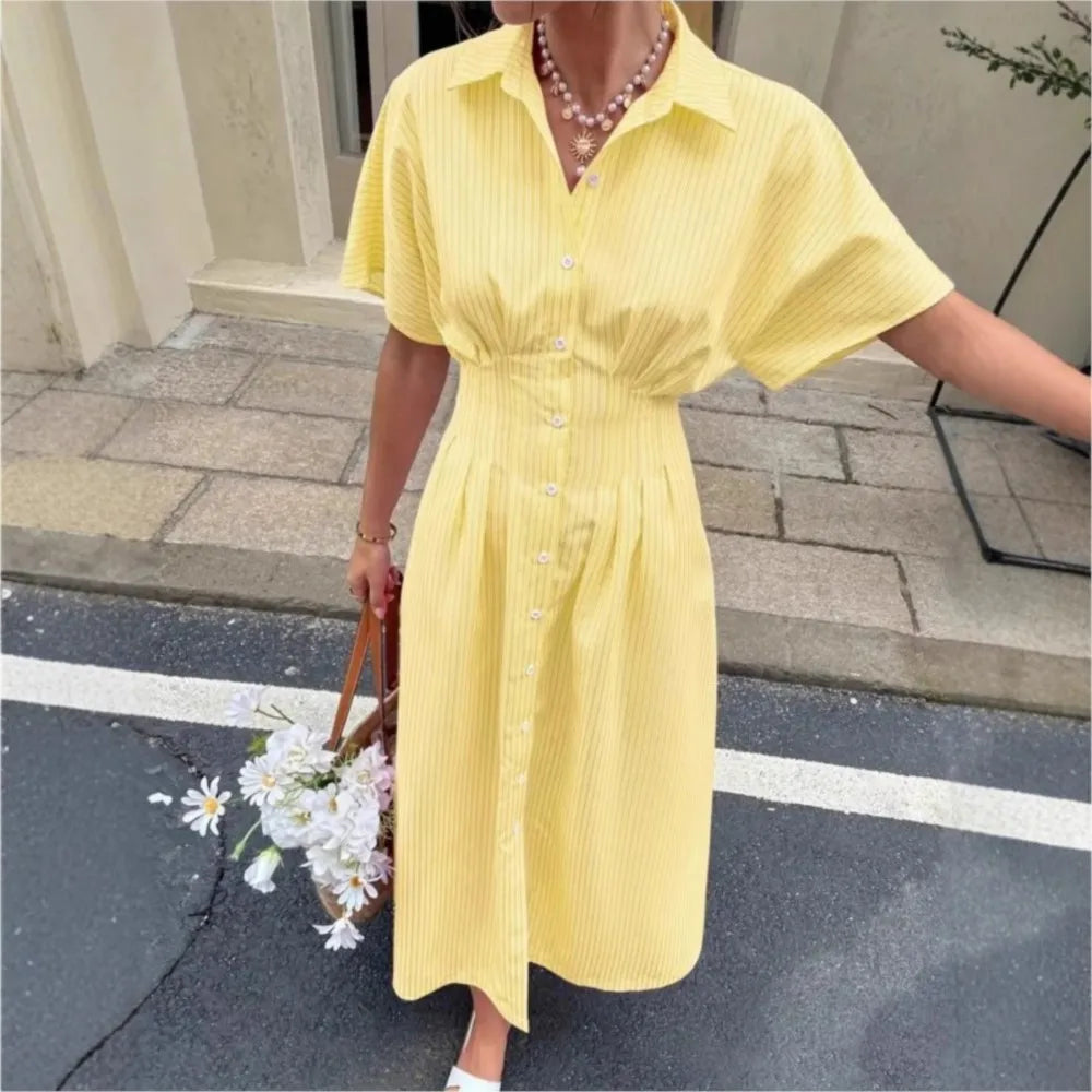 Delphine | Abito a camicia a vita plissettata a righe