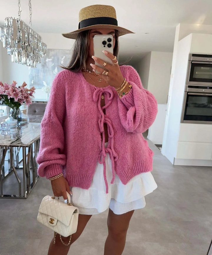 Eva | Cardigan in maglia con fiocco