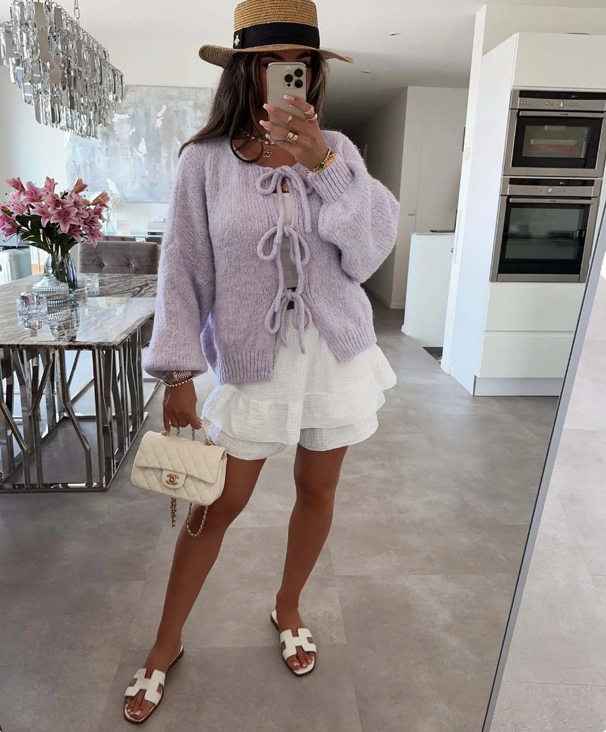 Eva | Cardigan in maglia con fiocco