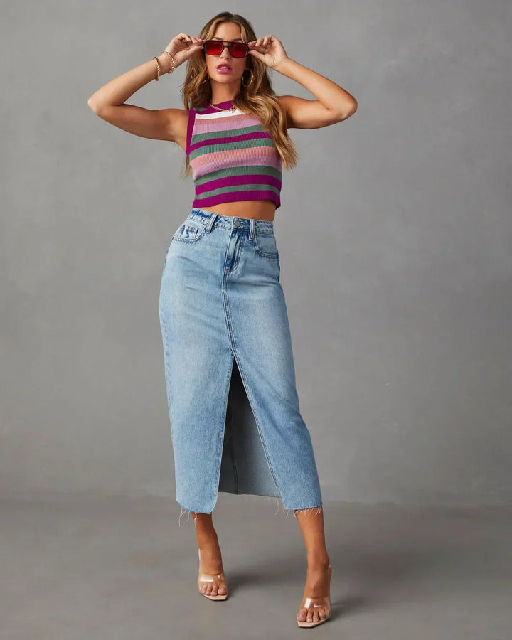 DENISE™ – Gonna classica in denim a vita alta