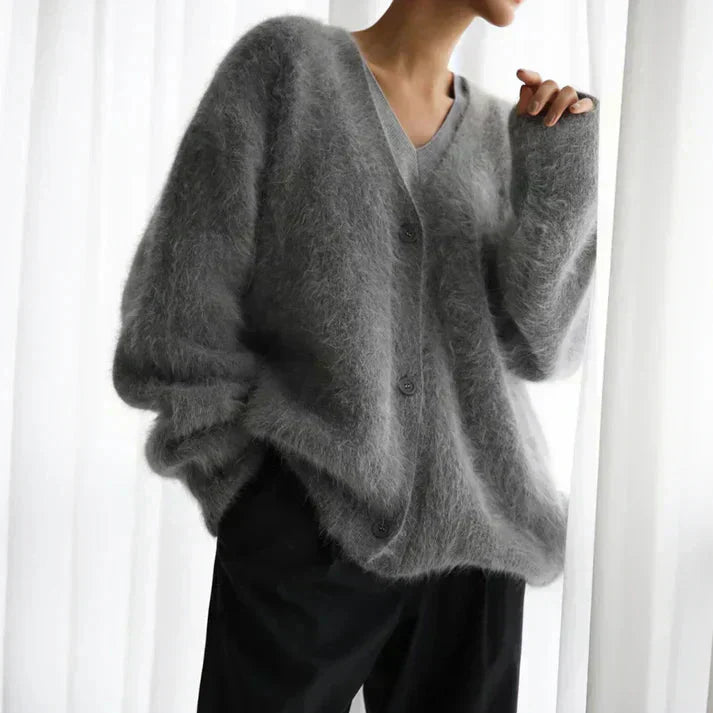 ADELE™ - Cardigan in mohair effetto peluche